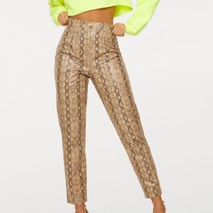 Taupe Faux Leather Snake Pants